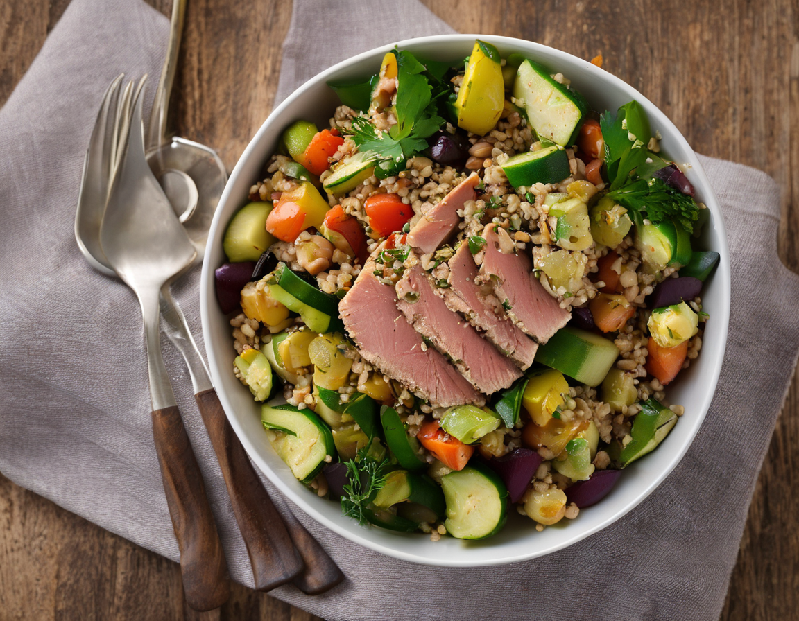 Ensalada de Atún con Garbanzos y Verduras al Estilo Mediterráneo