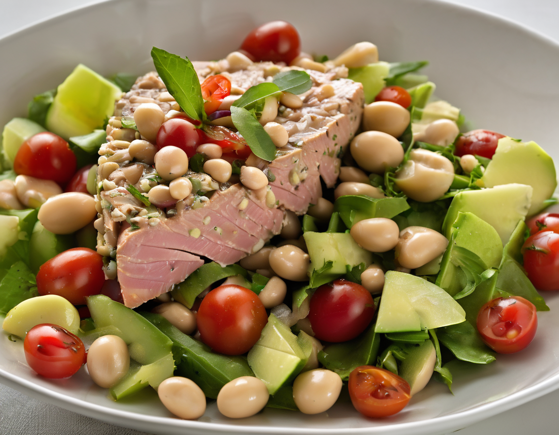 Ensalada de Atún Mediterránea con Aguacate y Garbanzos