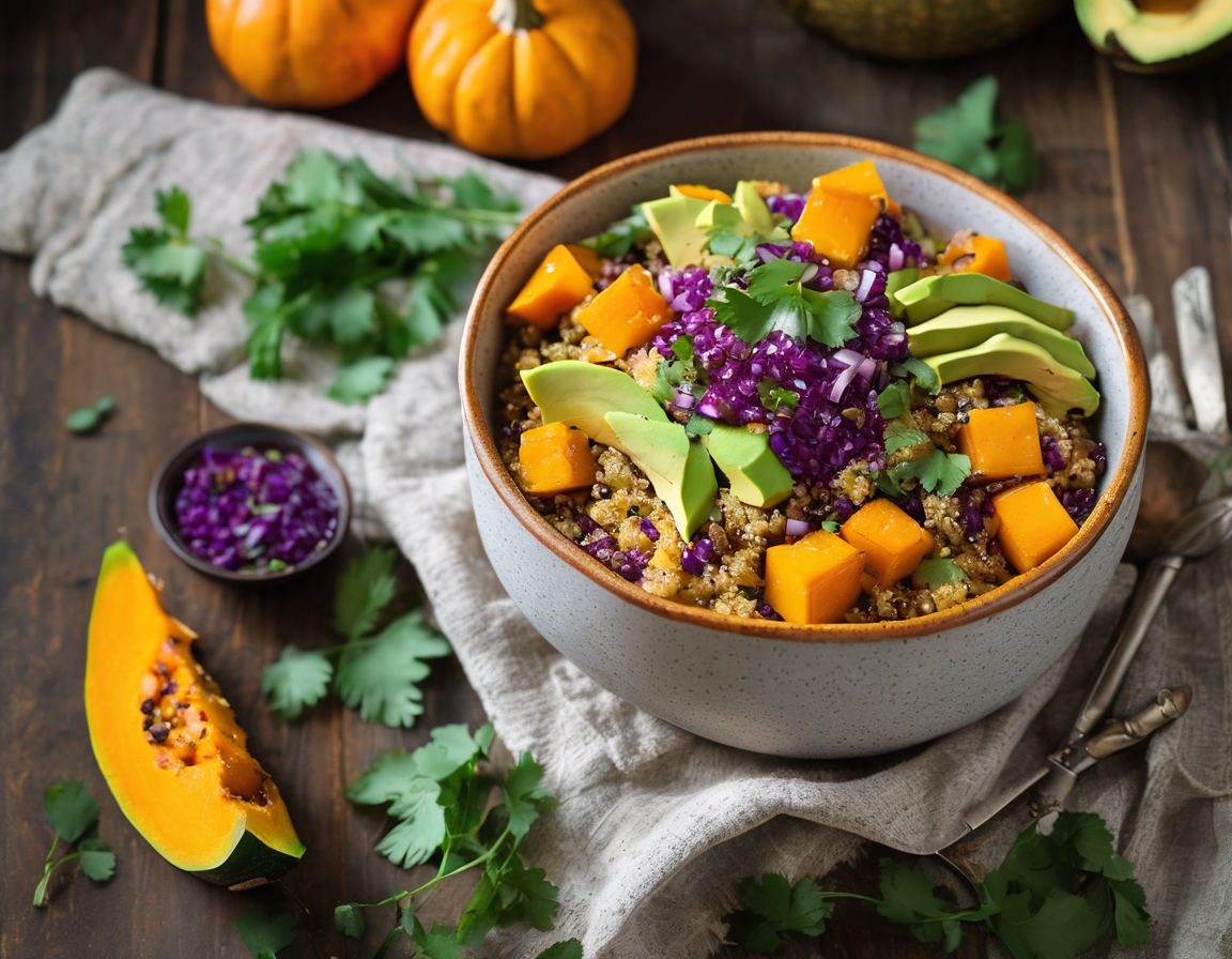 Calabaza Asada con Quinoa y Aguacate