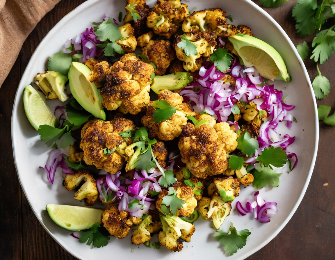Coliflor Asada con Especias Latinas y Aguacate