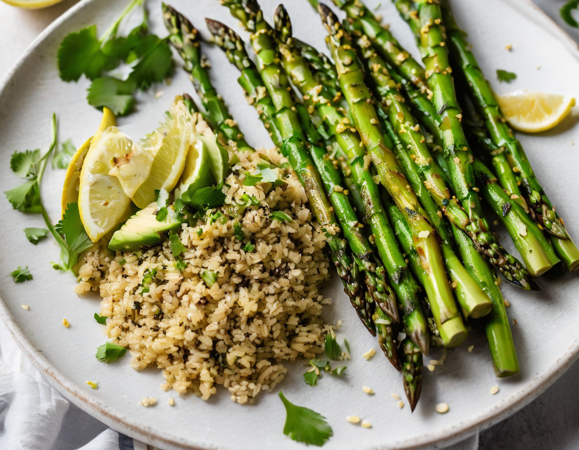 Espárragos a la Parrilla con Quinoa y Aguacate