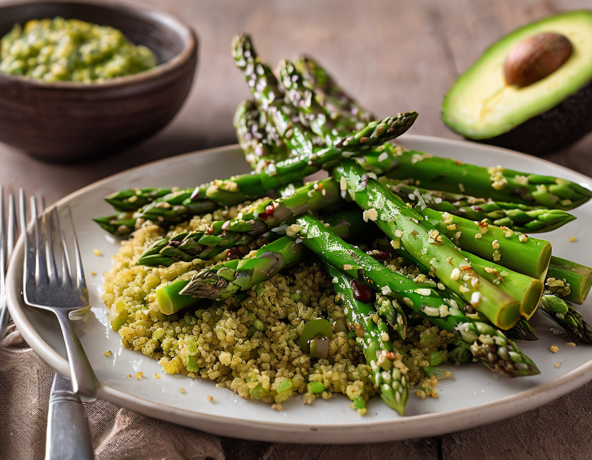 Espárragos a la Parrilla con Quinoa y Aguacate