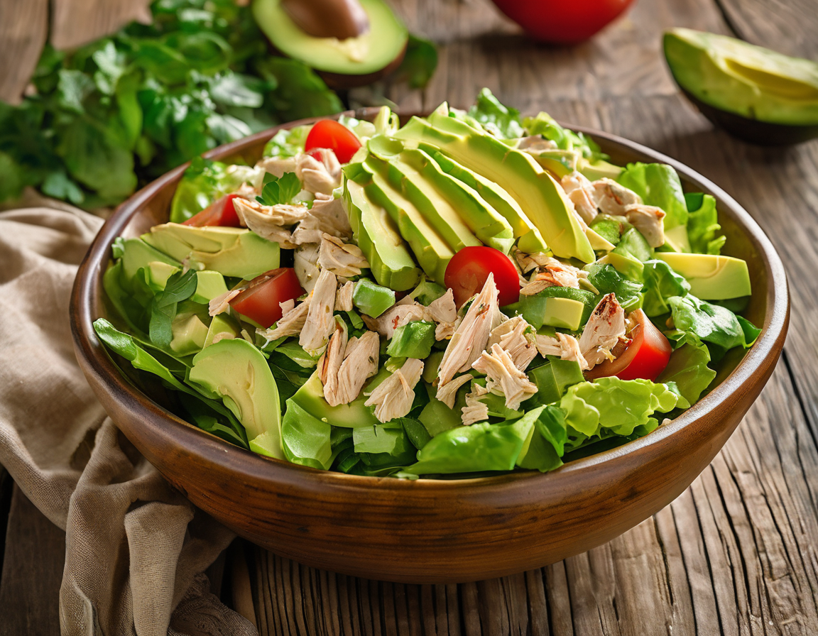 Ensalada de Lechuga con Pollo y Aguacate al Estilo Latino