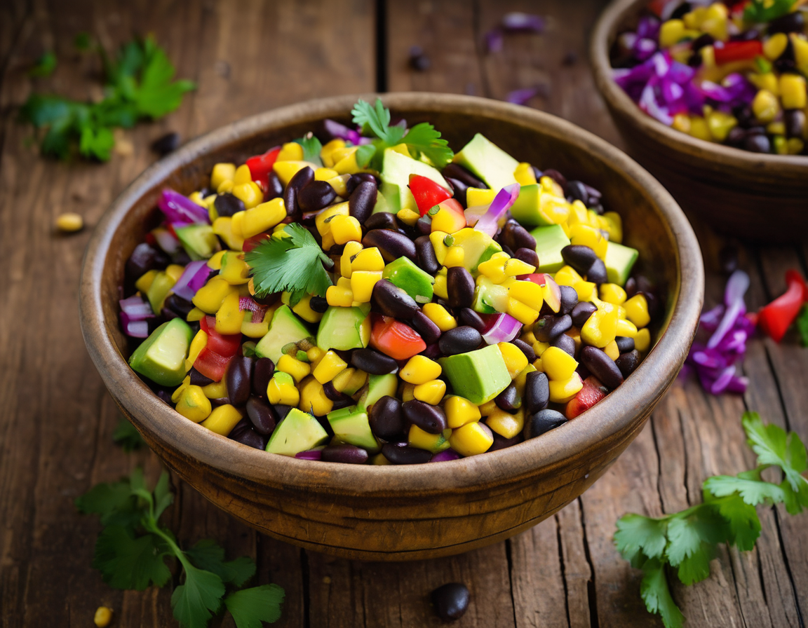 Ensalada de Maíz con Aguacate y Frijoles Negros