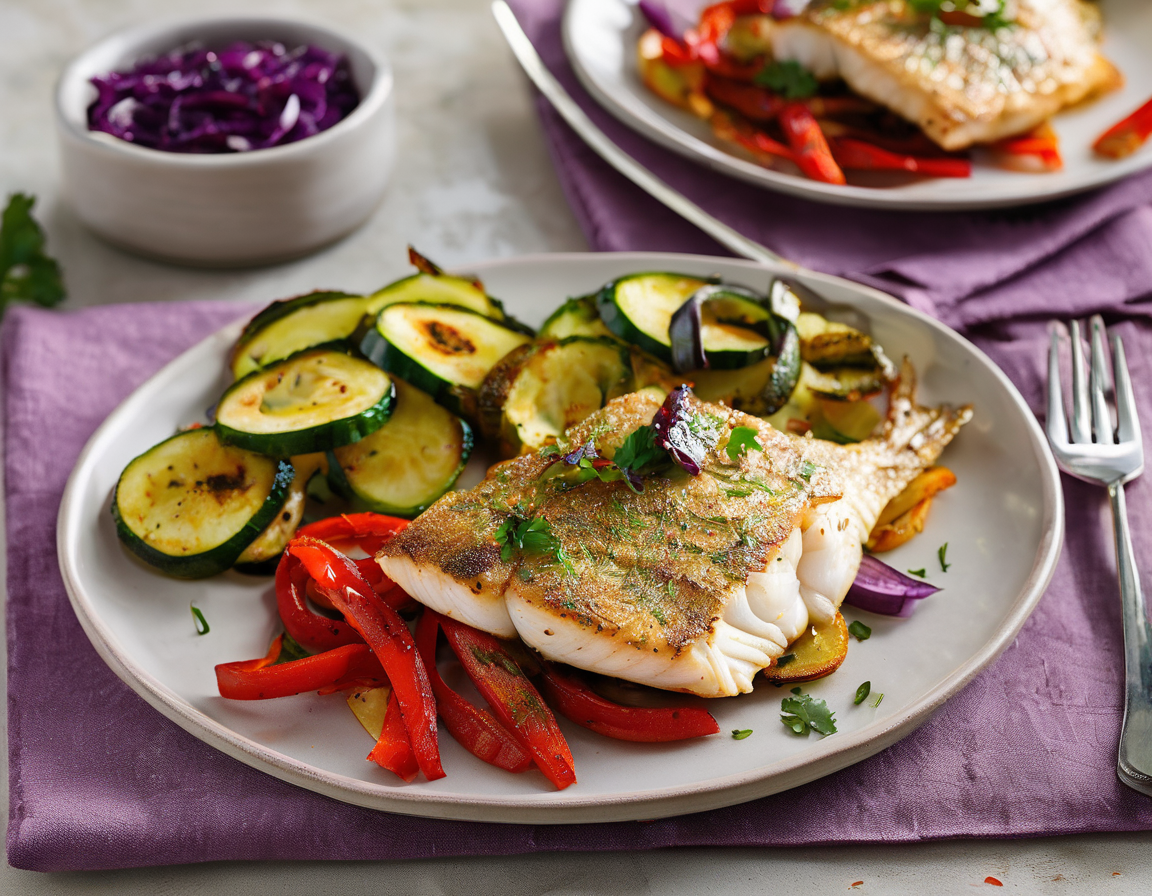 Pescado al Horno con Verduras y Especias Latinas