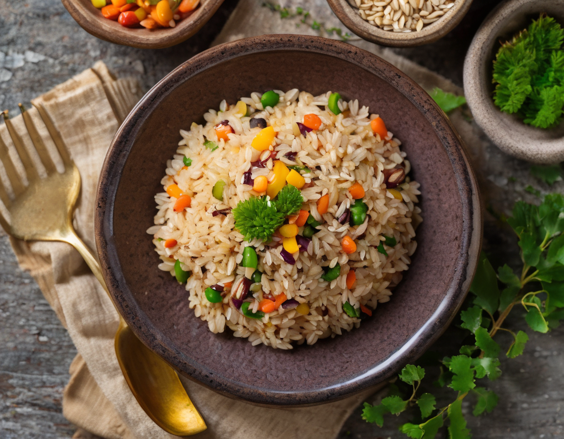 Arroz Integral con Almendras y Verduras para el Estreñimiento Crónico