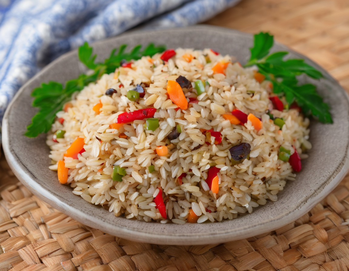Arroz Integral con Almendras y Vegetales para Diabetes Tipo 1