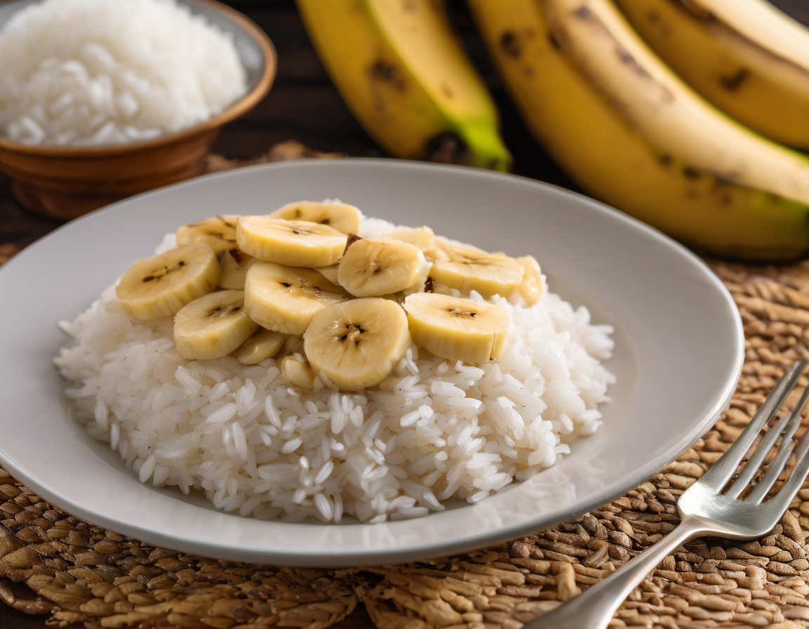 Arroz con Banana Asada al Estilo Latino Bajo en FODMAP