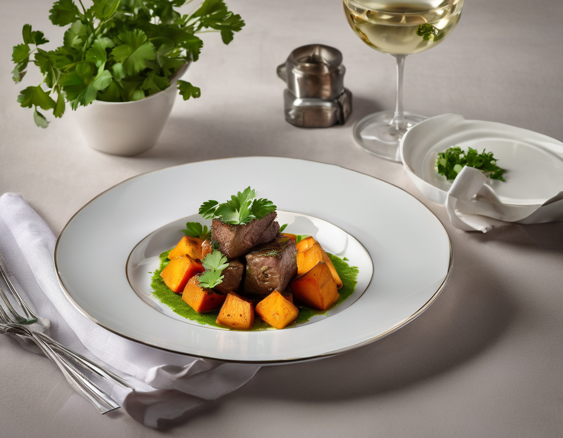 Cordero Asado con Puré de Batata y Hierbas para Diabetes Tipo 1