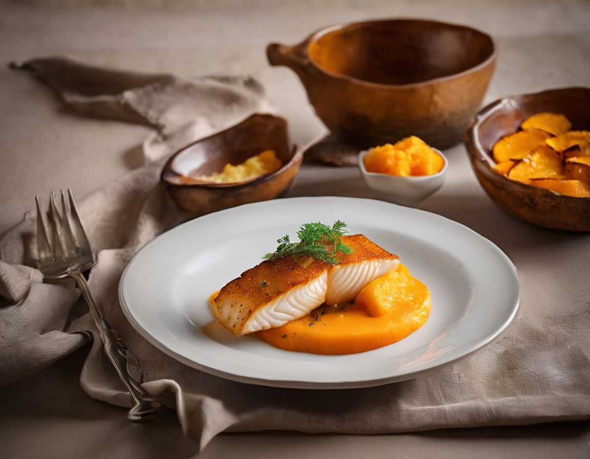 Pescado al Horno con Puré de Batata Suave