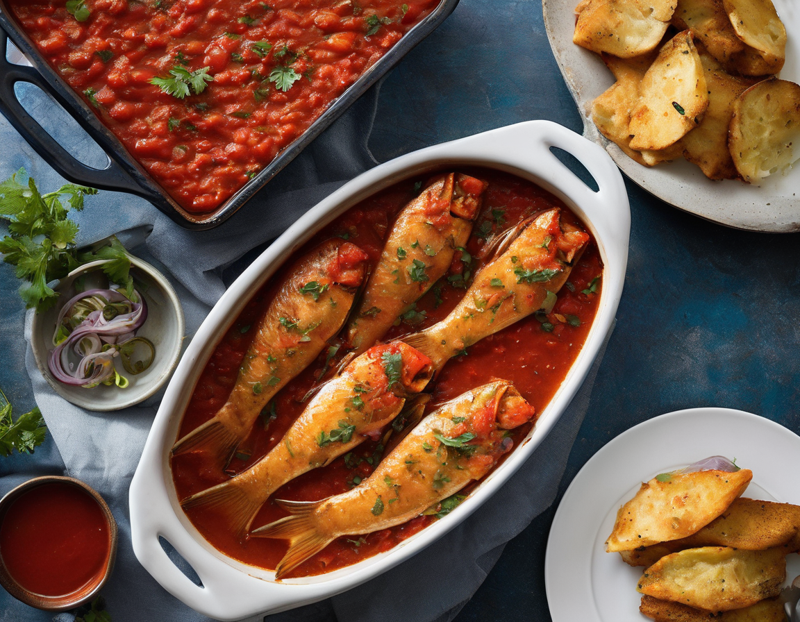 Pescado al Horno con Salsa de Tomate y Especias Latinas