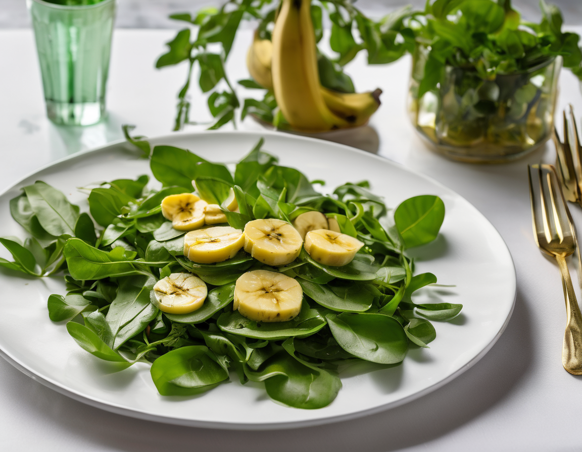 Ensalada de Rúcula con Banana Asada y Vinagreta de Lima