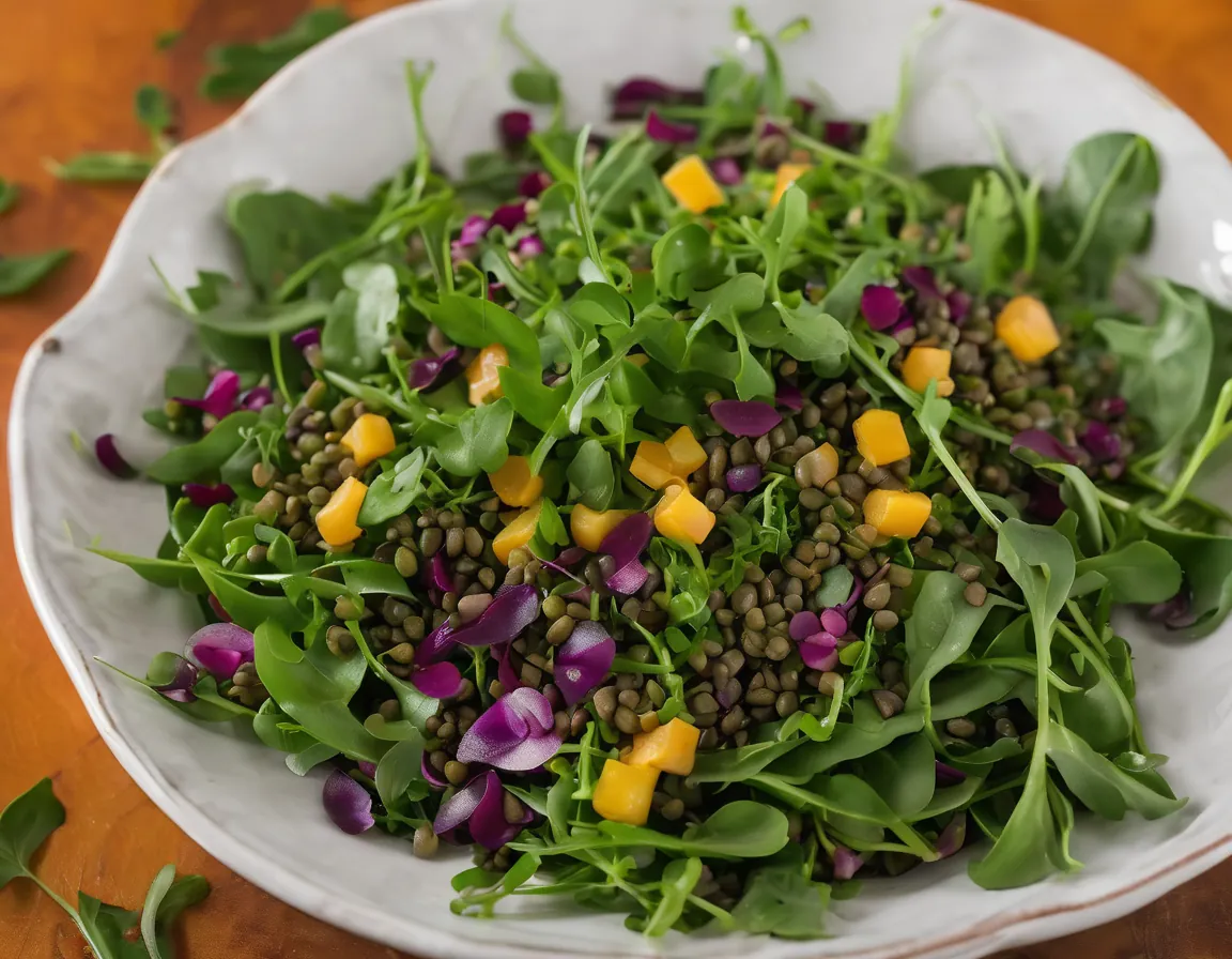 Ensalada de Rúcula con Lentejas al Estilo Latino