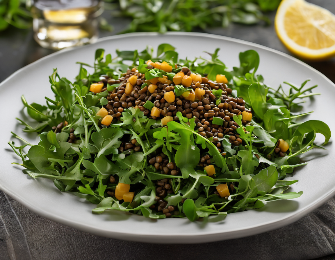 Ensalada de Rúcula con Lentejas al Estilo Latino