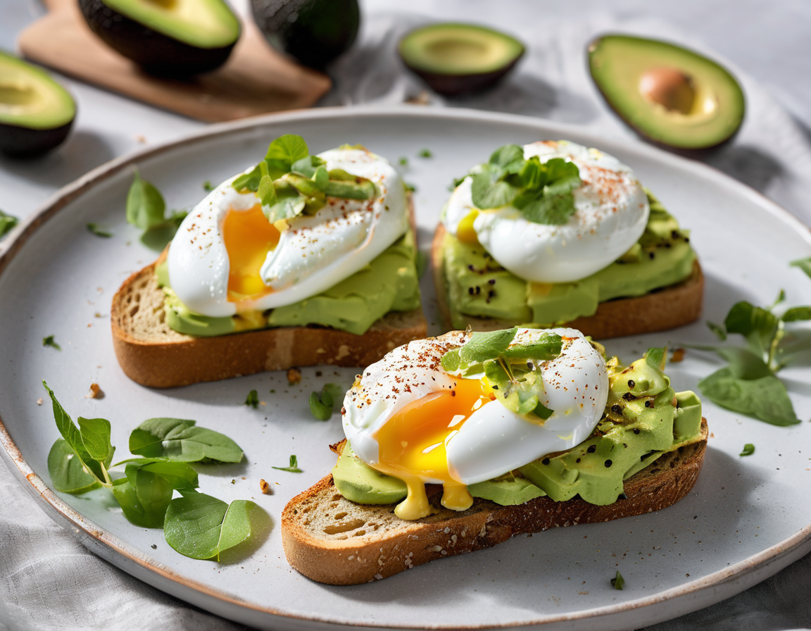 Tostada de Aguacate Suave con Huevos Escalfados