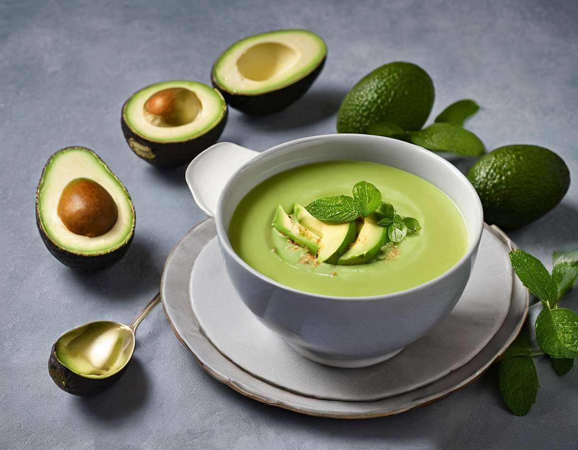 Sopa fría de aguacate con menta