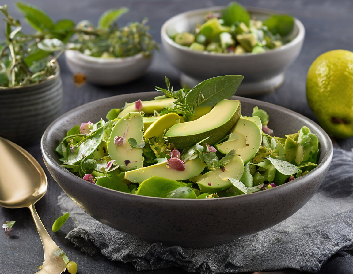 Ensalada de Aguacate con Hierbas Frescas y Vinagreta de Limón