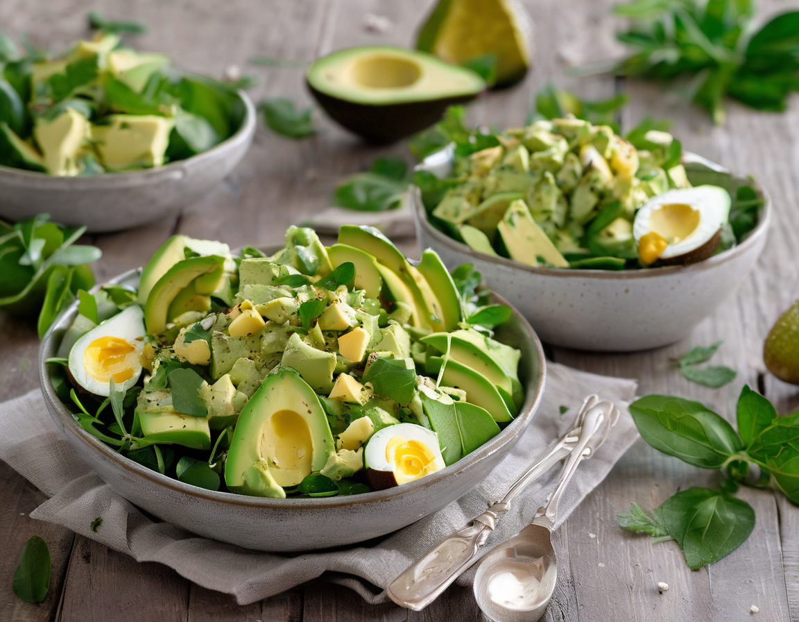 Ensalada de Aguacate con Hierbas Frescas y Huevos Escalfados