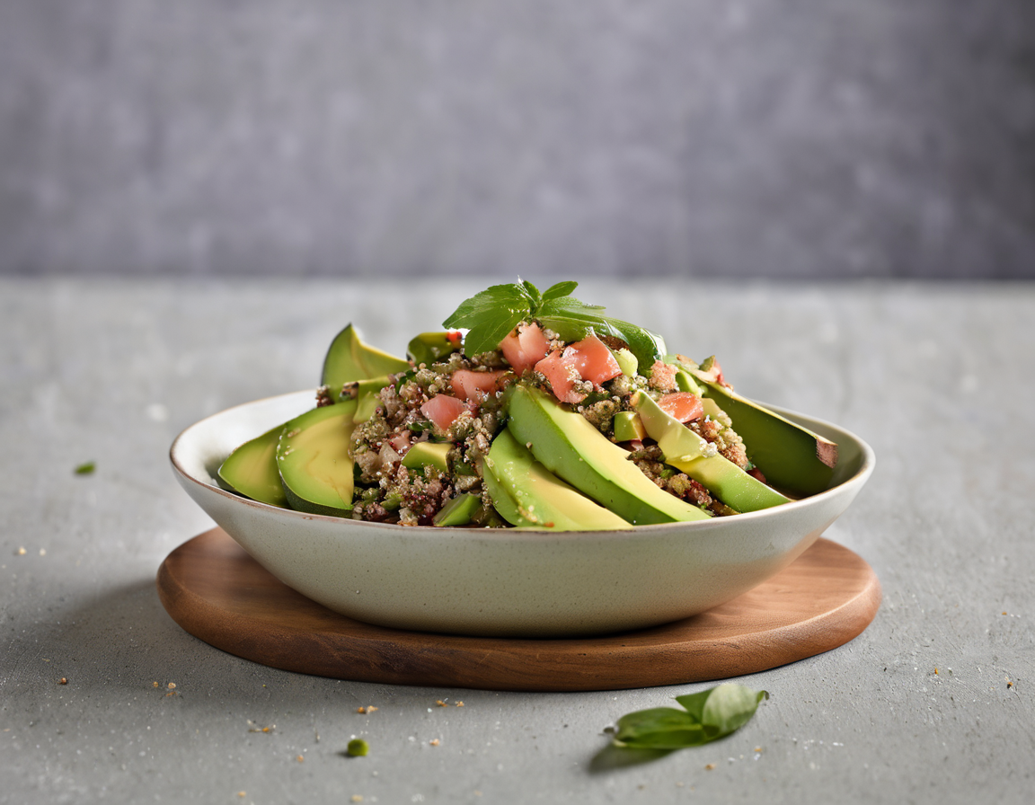 Ensalada Mediterránea de Aguacate con Salmón y Quinoa