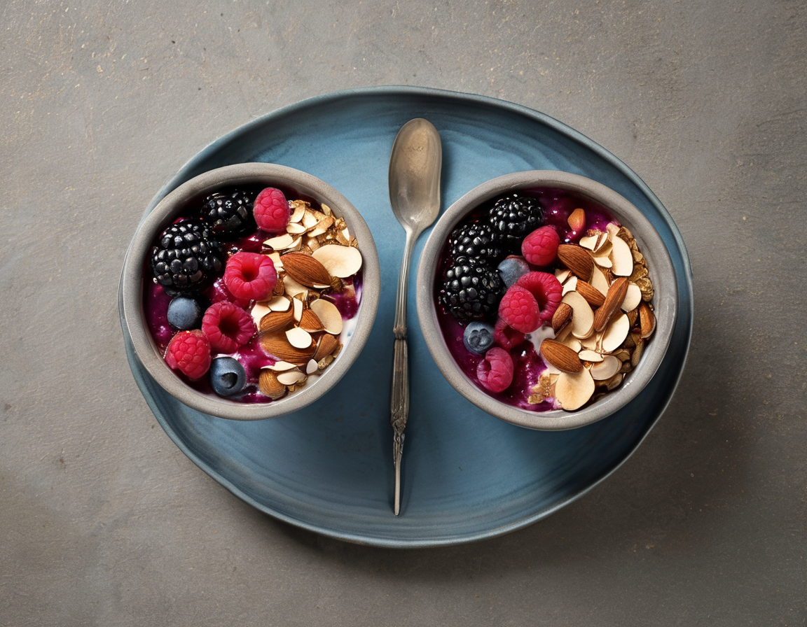 Bowl de Desayuno Alto en Fibra con Almendras y Bayas