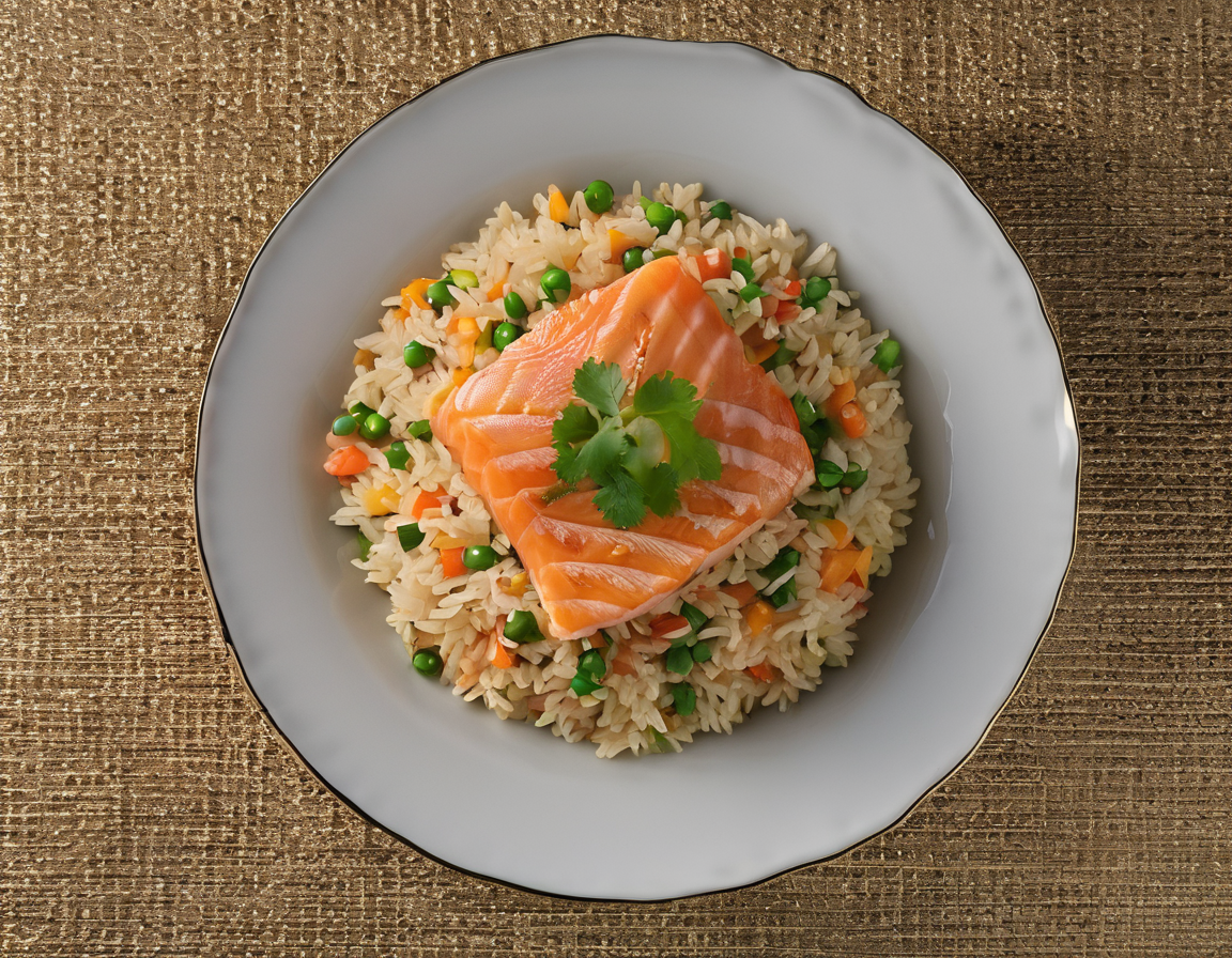 Arroz Canadiense con Salmón y Verduras, Adaptado para la Hipertensión