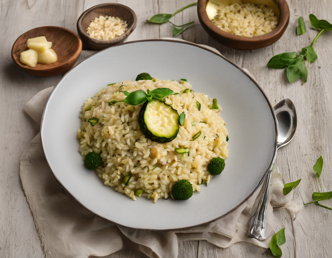 Risotto de Arroz Integral con Calabacín y Pollo