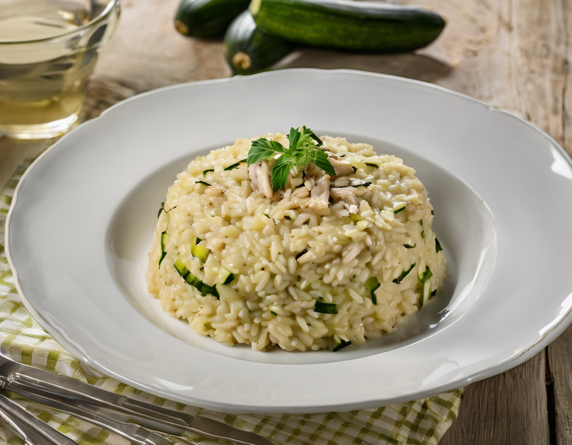 Risotto de Arroz Integral con Calabacín y Pollo