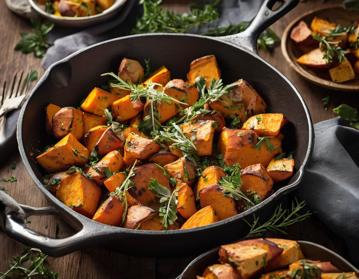 Sartén de Batata Asada y Pollo con Hierbas