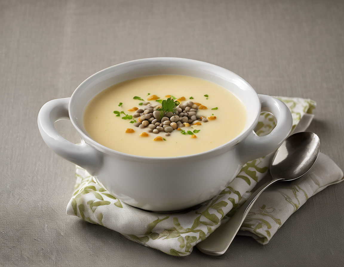 Sopa cremosa de coliflor y lentejas estilo canadiense