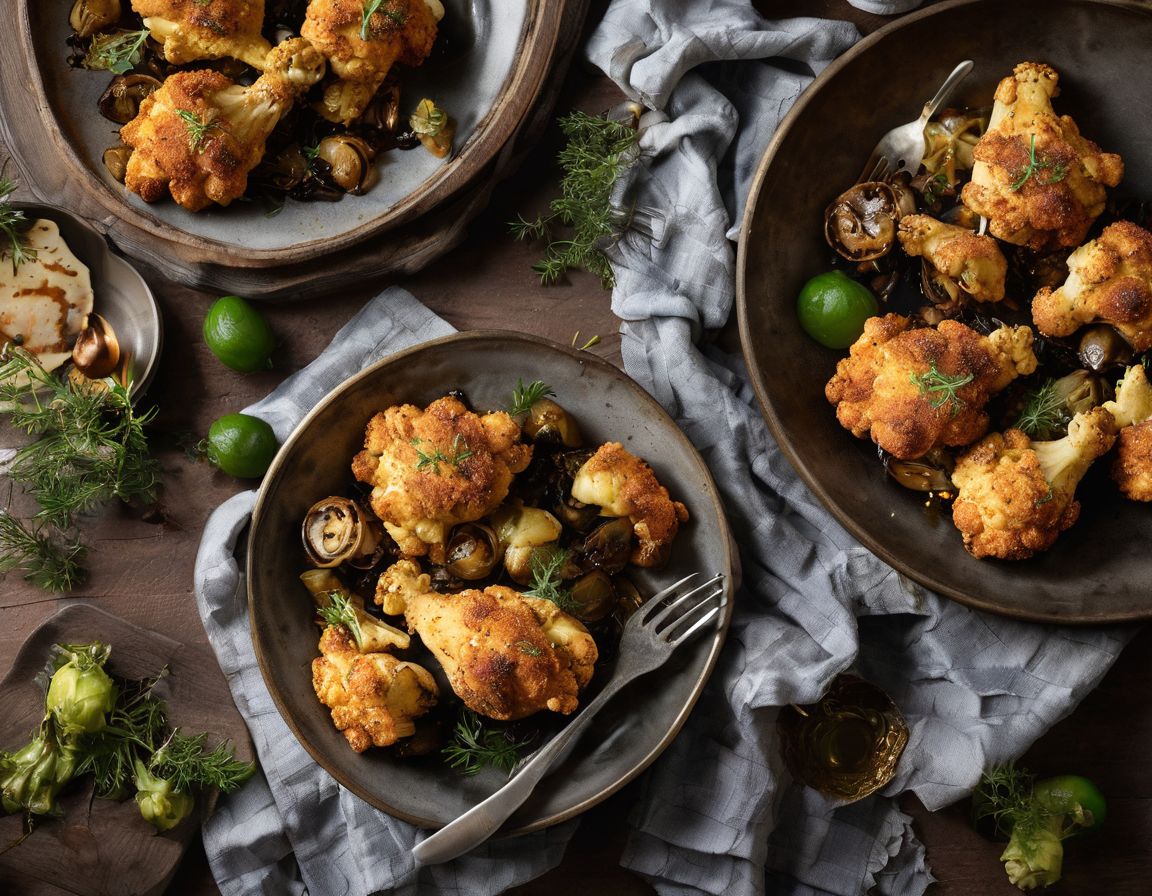 Coliflor al Horno con Pollo y Especias Latinas