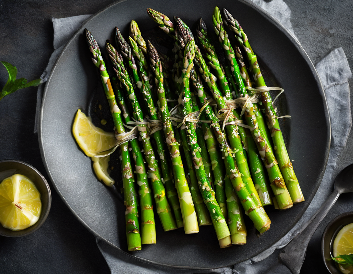 Espárragos a la Parrilla con Salsa de Limón y Albahaca