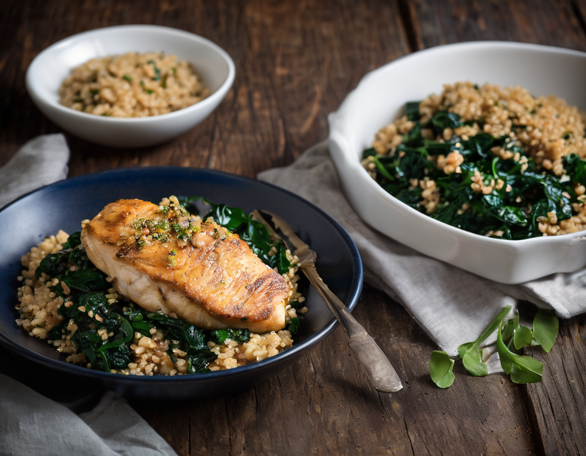 Espinacas Salteadas con Pollo y Quinoa - Receta Low-FODMAP