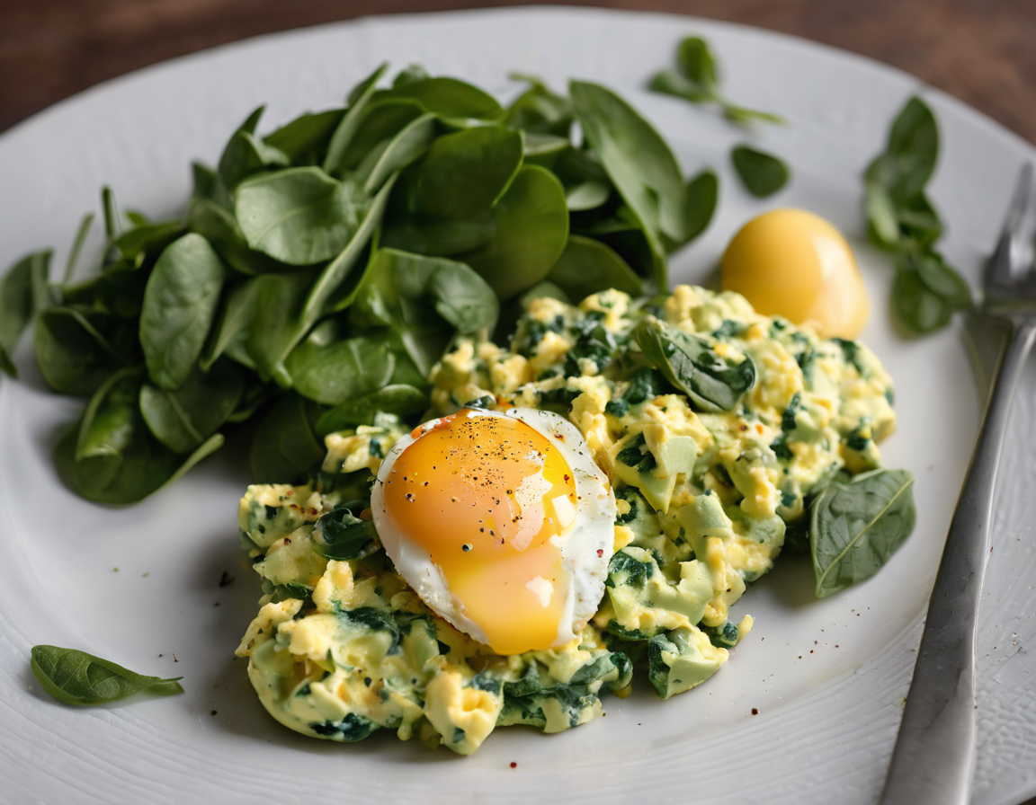 Huevos Revueltos Suaves con Espinacas y Aguacate para Personas con ERGE