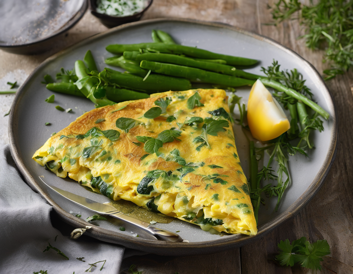 Tortilla de finas hierbas y verduras verdes