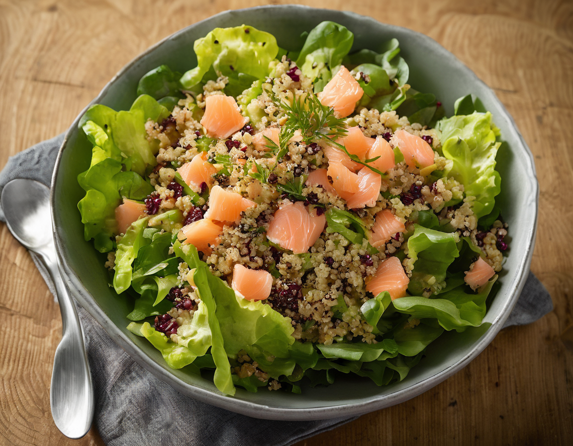 Ensalada Canadiense de Lechuga con Salmón y Quinoa
