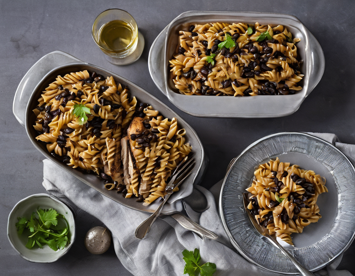 Macarrón Integral con Frijoles Negros y Pollo a la Parrilla