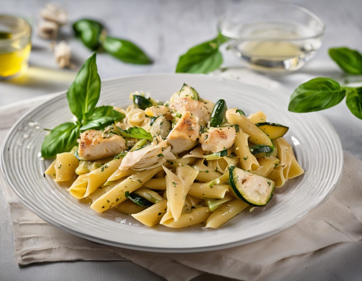 Pasta con Calabacín y Pollo al Estilo Mediterráneo