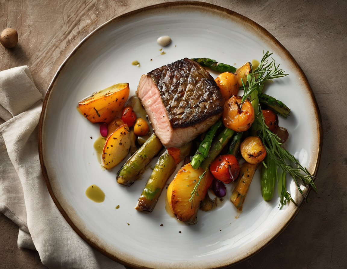 Filete de Pescado Canadiense con Verduras Asadas