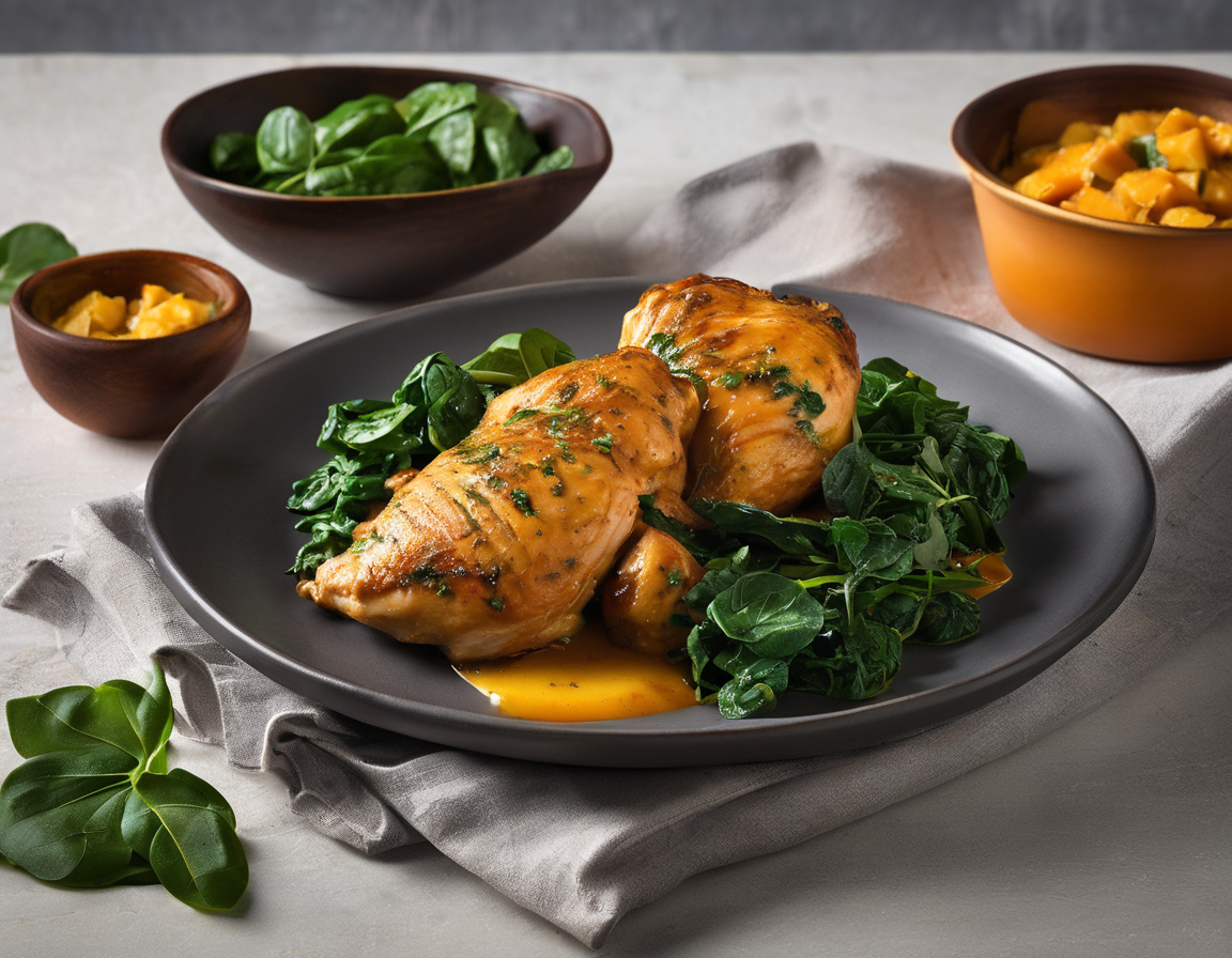 Pollo con Calabaza y Espinacas a la Brasileña
