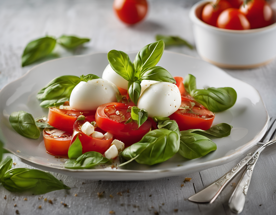 Ensalada de Tomate y Mozzarella con Albahaca Fresca