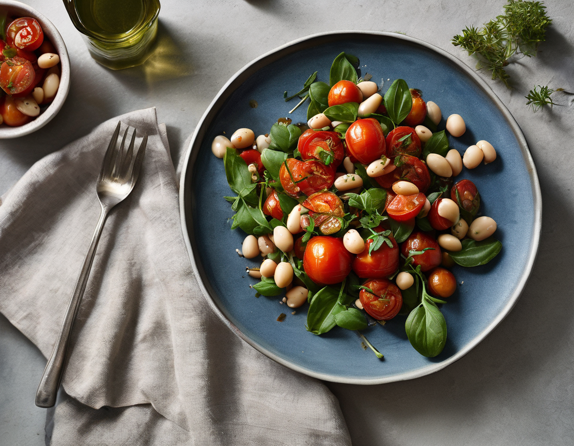 Ensalada de Tomate Asado y Alubias Blancas con Vinagreta de Hierbas