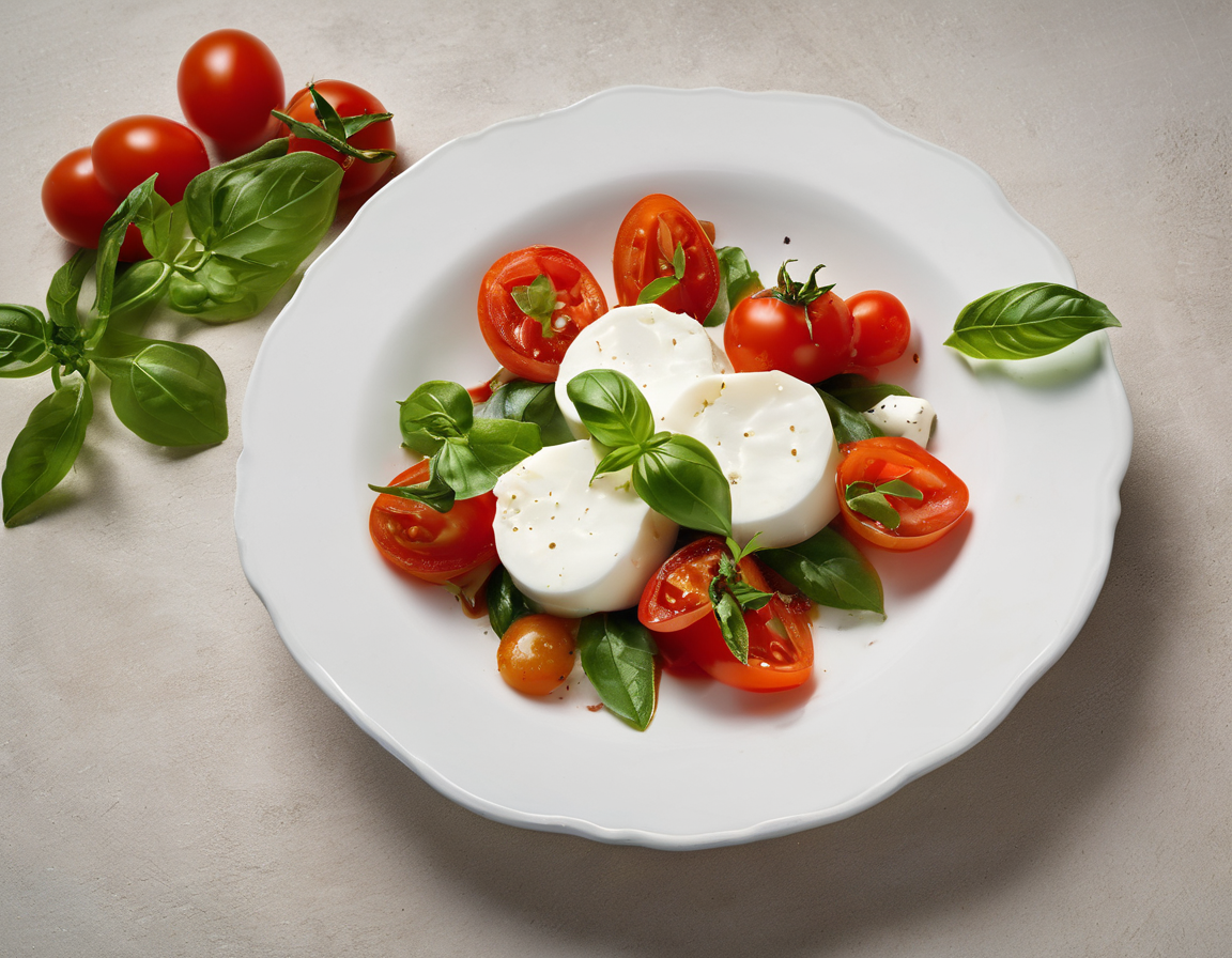 Ensalada de Tomate y Mozzarella con Albahaca Fresca