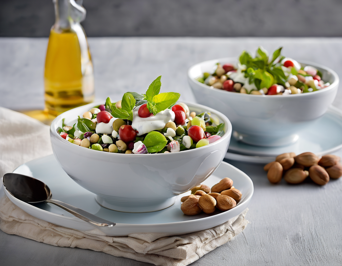 Ensalada Mediterránea con Yogur Griego y Garbanzos