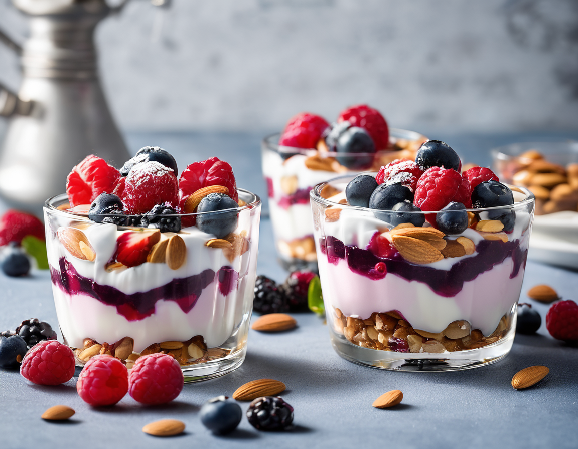 Parfait de Yogur Griego con Bayas y Almendras