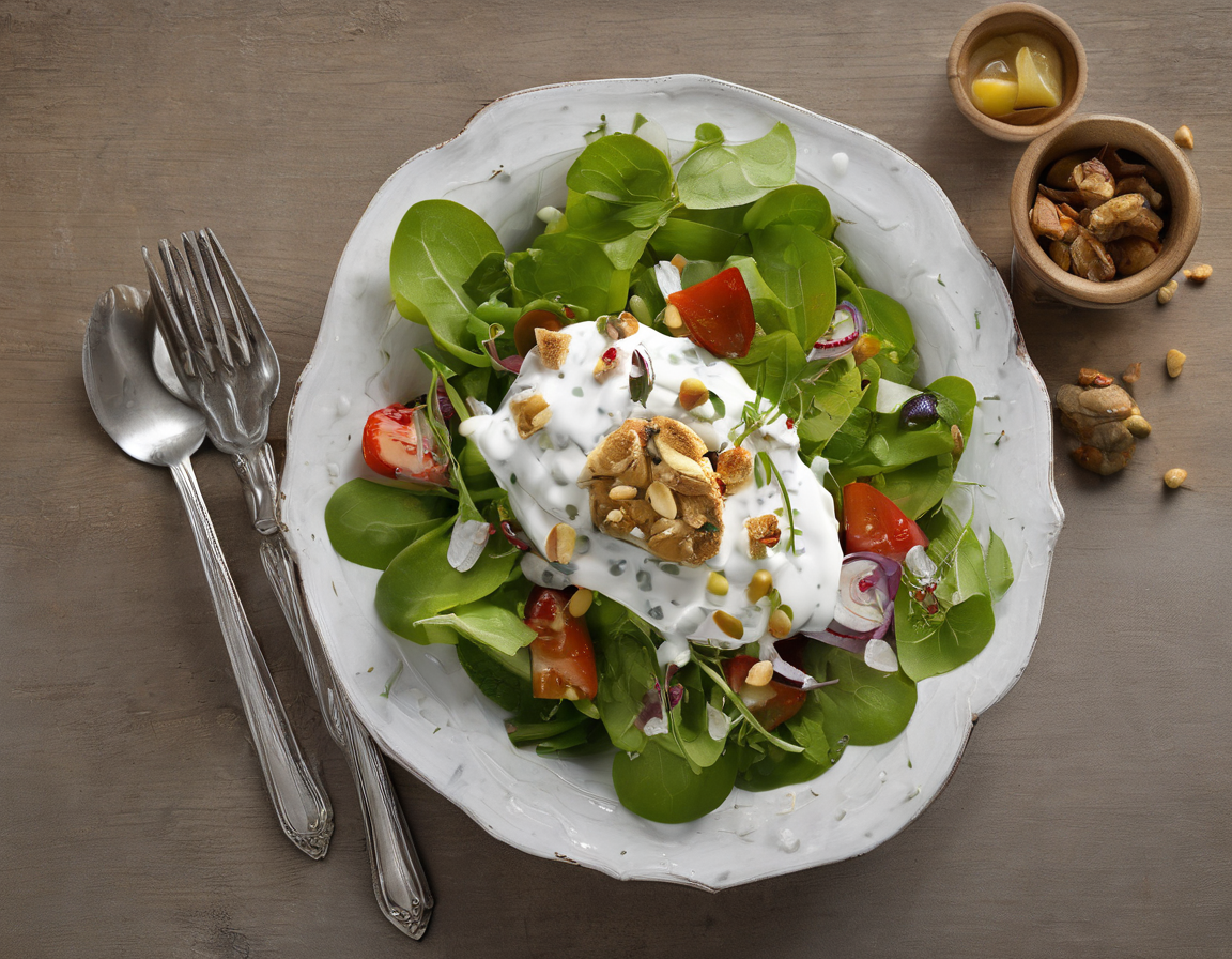 Ensalada Mediterránea con Yogur Griego y Pollo