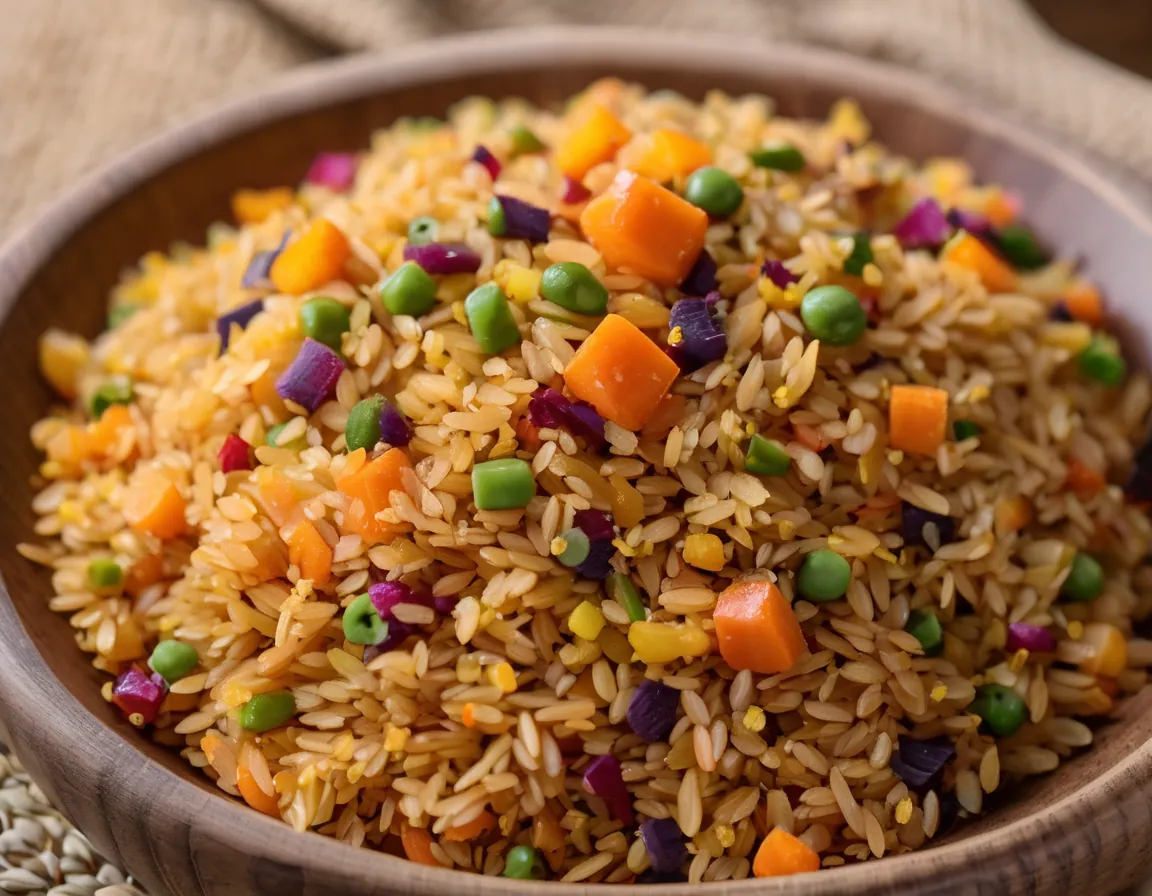 Arroz Integral con Almendras y Verduras al Estilo Latino Adaptado para Hipercolesterolémia