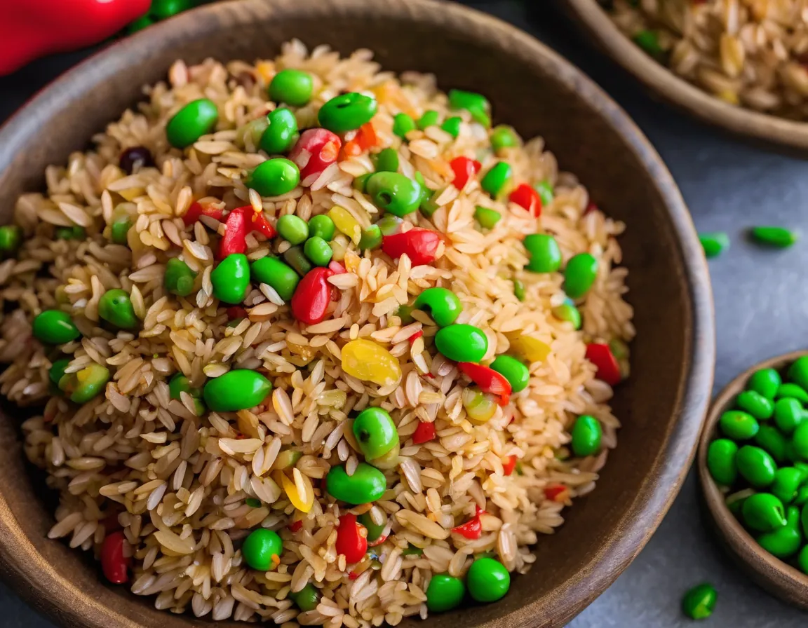 Arroz Integral con Almendras y Verduras al Estilo Latino