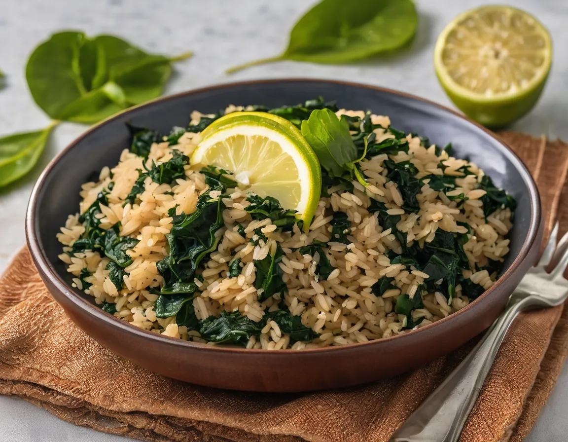 Arroz Integral con Espinacas y Limón Adaptado para Hipercolesterolémia