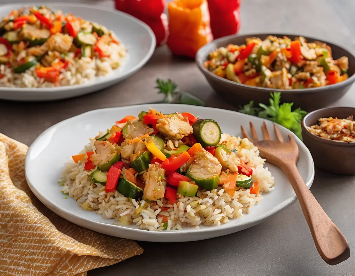 Arroz Integral con Pollo y Verduras al Estilo Latino