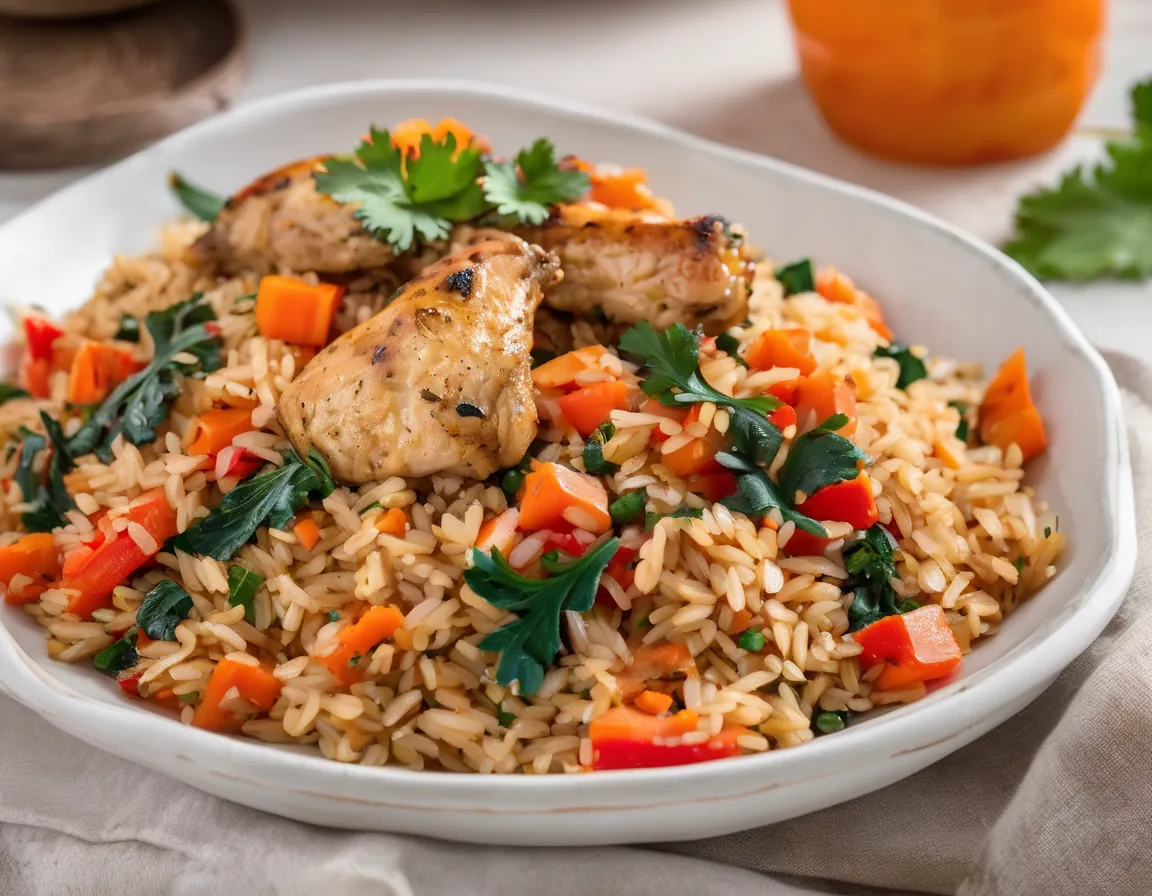 Arroz Integral con Pollo y Verduras para Diabetes Tipo 1